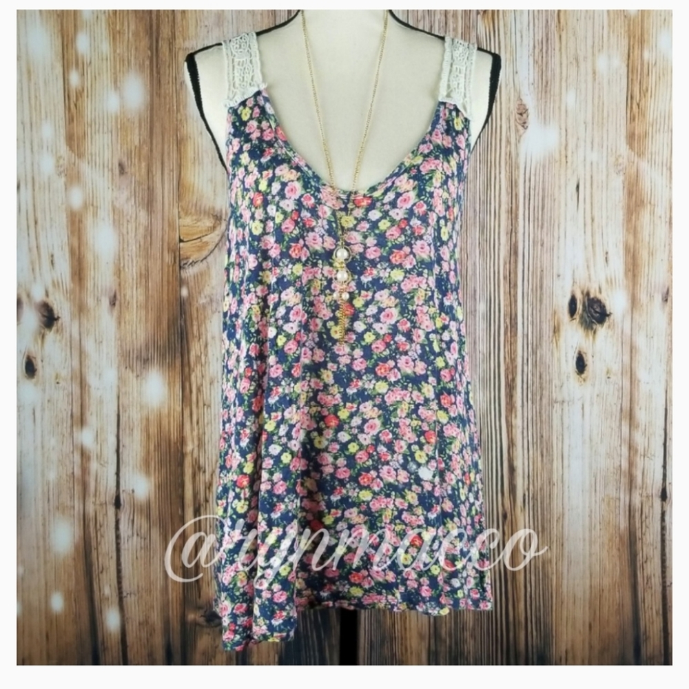 Rue21 | Floral Print Crochet Knit Racerback Top
